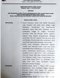 Keputusan Kades Logas No. Kpts. 13/LGS/2021 - Tim Pelaksana Gugus Tugas Pengembangan Desa Layak Anak dalam Sektor PESK Desa Logas